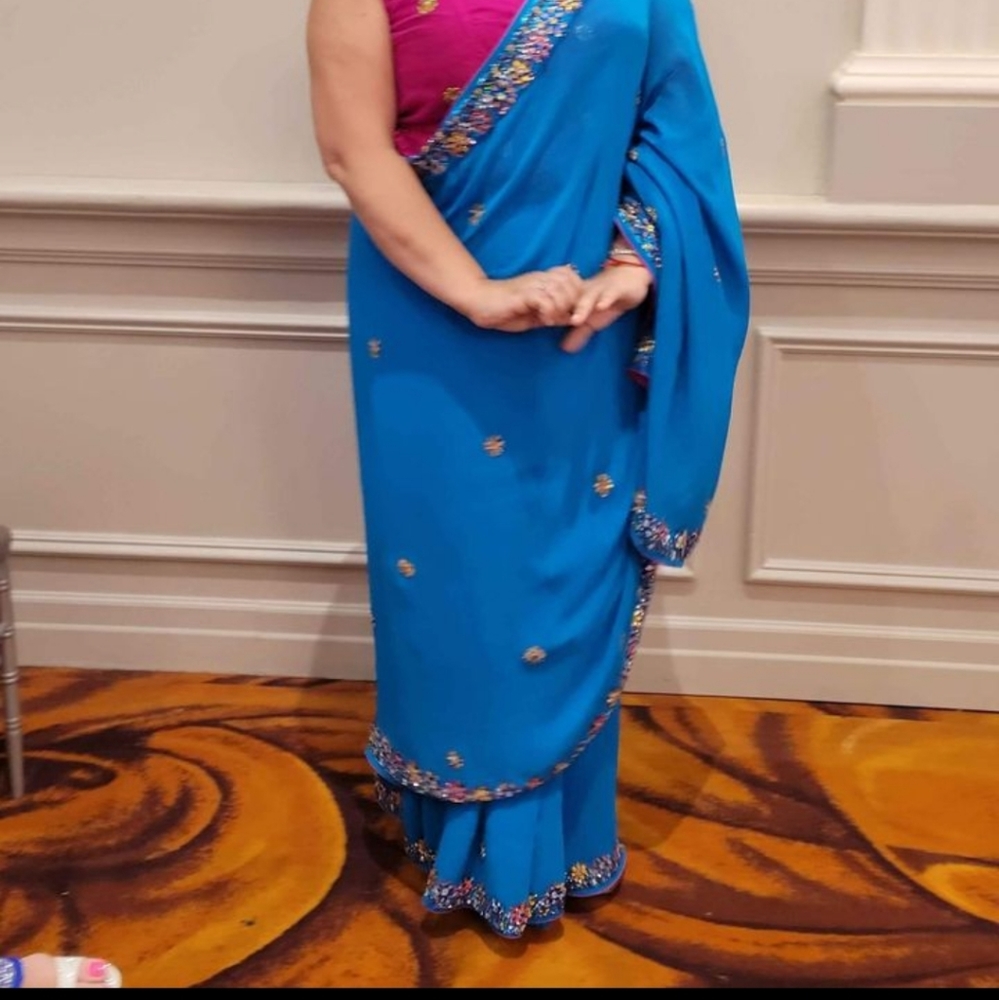 Custom Sari Georgia Silk and Embroidery